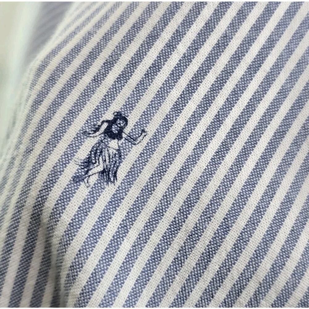 Tommy Bahama Shirt Mens Medium Blue Striped Long Sleeve Button Up Hula Girl